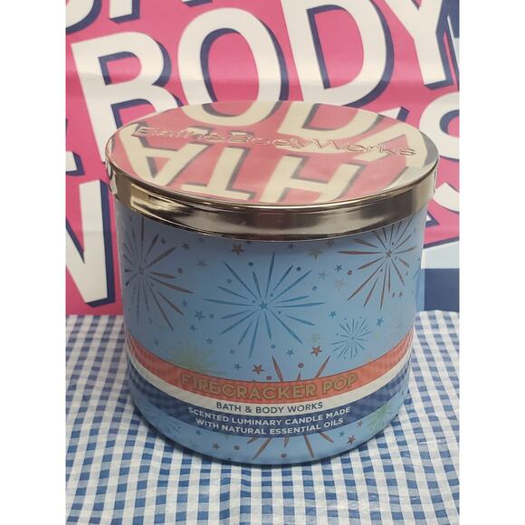 BBW Firecracker Pop American Fireworks Large 3 Wick Candle Home Fragrance - Picture 1 of 2